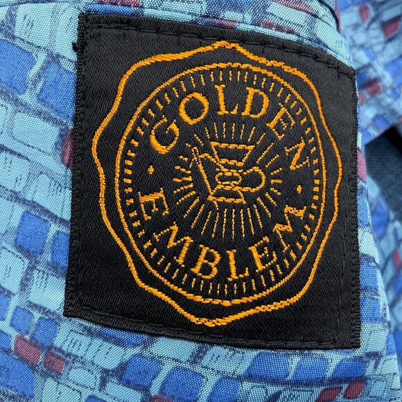 Unbranded Blazer Men 40 Blue Red Golden Emblem Tweed 60 70s Sport Jacket USA VTG - Picture 12 of 14